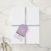Lavender White Gray Monogram Name Gift Tags Geschenkanhänger (Mit Garn)