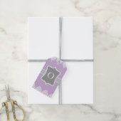 Lavender White Gray Wirbel Monogram Gift Tags Geschenkanhänger (Mit Garn)