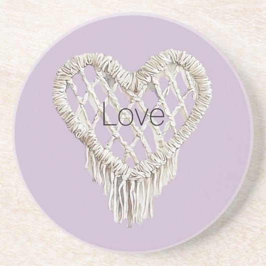 Lavender White Heart Fringe Getränkeuntersetzer (Vorne)