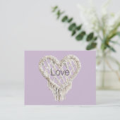 Lavender White Heart Fringe Postkarte (Stehend Vorderseite)
