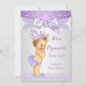 Lavender White Lilac Princess Baby Dusche Blonde Einladung (Vorderseite)