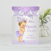 Lavender White Lilac Princess Baby Dusche Blonde Einladung (Stehend Vorderseite)