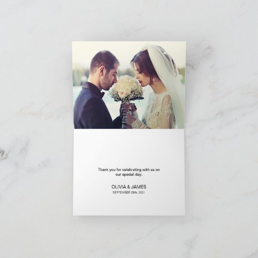 Lavender White Modern Minimalistische Foto Hochzei Dankeskarte (Innenseite)