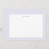 Lavender & white Personalisiert Gingham flach Dankeskarte (Vorne/Hinten)