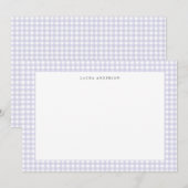 Lavender & white Personalisiert Gingham flach Dankeskarte (Vorne/Hinten)