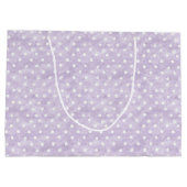 Lavender White Polka Dots Birthday Große Geschenktüte (Rückseite)