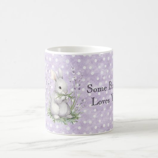 Lavender White Polka Dots Bunny Rabbit Love Kaffeetasse (Mittel)