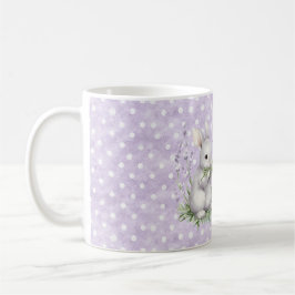 Lavender White Polka Dots Bunny Rabbit Love Kaffeetasse