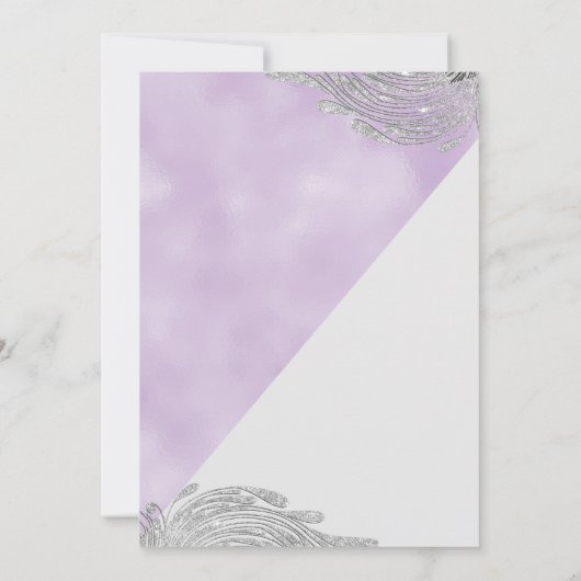 Lavender white silver glitter Masquerade Prom Einladung (Rückseite)
