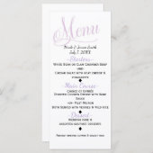 Lavender & White Simple Elegante Wedding Menu Card Menükarte (Vorne/Hinten)