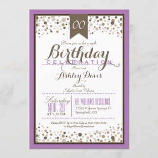 Lavender, White & Taupe Moderne Geburtstagsparty Einladung