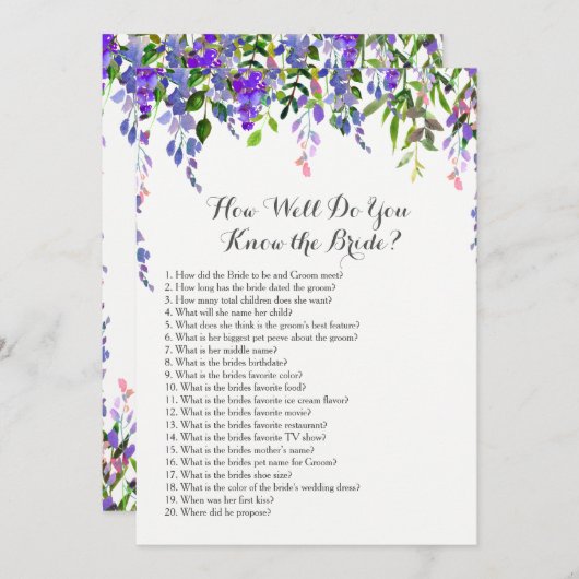 Lavender Wie gut kennen Sie die Braut? (Vorne/Hinten)