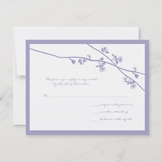 Lavender Wild Blume Branches Wedding RSVP Karte (Vorderseite)