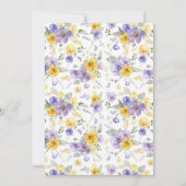 Lavender Wild Blume Meadow Yellow Baby Dusche Einladung (Rückseite)