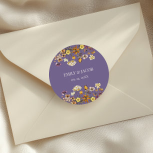 Lavender Wildblume Boho Wedding Runder Aufkleber