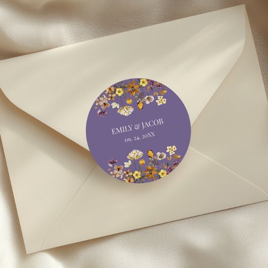 Lavender Wildblume Boho Wedding Runder Aufkleber