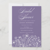 Lavender Wildblume Brautparty Einladung (Vorderseite)