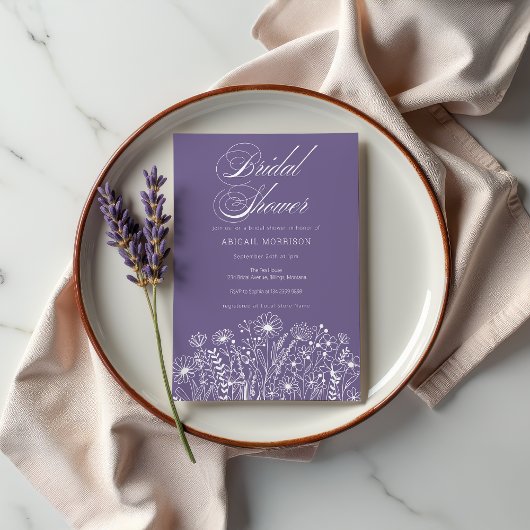 Lavender Wildblume Brautparty Einladung