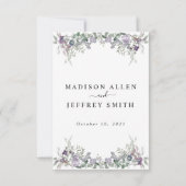 Lavender Wildblume & Greenerity Wedding RSVP Card Karte (Rückseite)