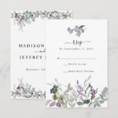 Lavender Wildblume & Greenerity Wedding RSVP Card Karte (Vorne/Hinten)