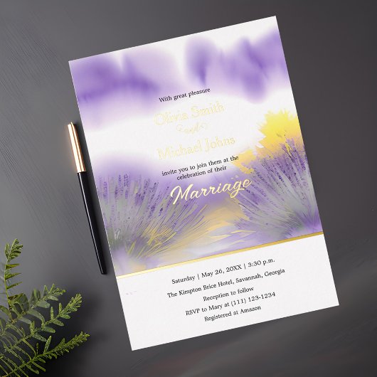 Lavender Wildblume Hochzeit Einladung