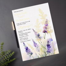 Lavender Wildblume Hochzeit Einladung