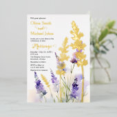 Lavender Wildblume Hochzeit Einladung (Stehend vorne)