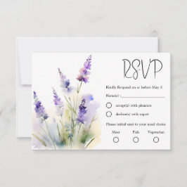 Lavender Wildblume Watercolor Wedding RSVP Card Karte