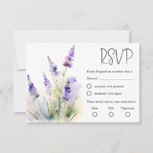 Lavender Wildblume Watercolor Wedding RSVP Card Karte
