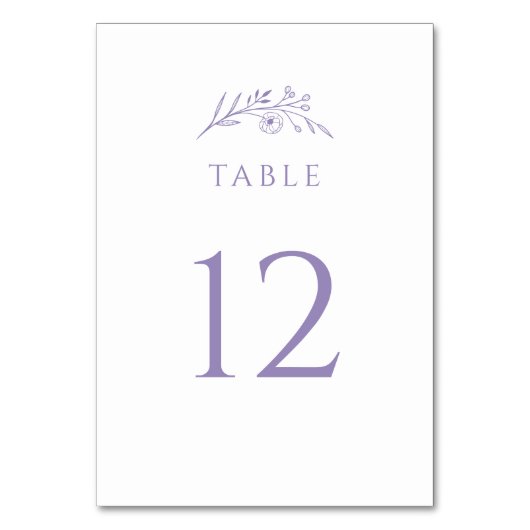 Lavender Wildblume Wedding Tischnummer (Rückseite)