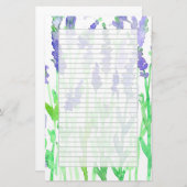 Lavender Wildblumen Aquarell Grau Linde Briefpapier (Vorne/Hinten)