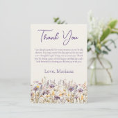Lavender Wildblumen Bridal Beige Danke-Karte Einladung (Stehend Vorderseite)