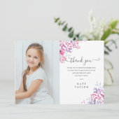 Lavender Wildblumen Erstes Foto der Heiligen Kommu Dankeskarte (Stehend Vorderseite)