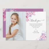 Lavender Wildblumen Erstes Foto der Heiligen Kommu Dankeskarte (Vorne/Hinten)