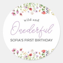 Lavender Wildflower 1st Birthday Runder Aufkleber