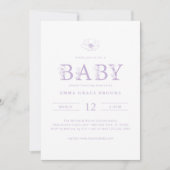 Lavender Wildflower Baby Shower All-in-One Einladung (Vorderseite)