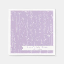 Lavender Wildflower Baby Shower | Floral Pattern Serviette