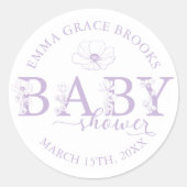 Lavender Wildflower Baby Shower  Runder Aufkleber (Vorderseite)