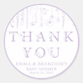 Lavender Wildflower Baby Shower Thank You Stickers (Vorderseite)