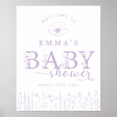 Lavender Wildflower Baby Shower Welcome Sign Poster (Vorne)