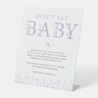 Lavender Wildflower Don’t Say Baby Game Sign Sockelschild