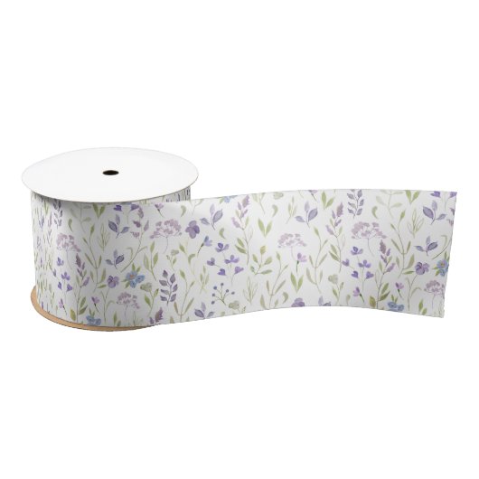 Lavender Wildflower Floral Pattern Ribbon Satinband (Spule)