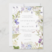 Lavender Wildflower Garden White Romantic Wedding Einladung (Vorderseite)