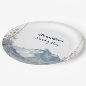 Lavender Wildflower Mountain Birthday Pappteller (Schrägansicht)