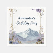 Lavender Wildflower Mountain Birthday Serviette (Vorderseite)