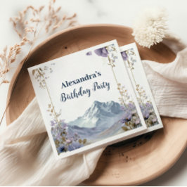 Lavender Wildflower Mountain Birthday Serviette