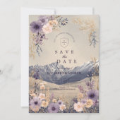 Lavender Wildflower Mountain Wedding Save The Date (Vorderseite)