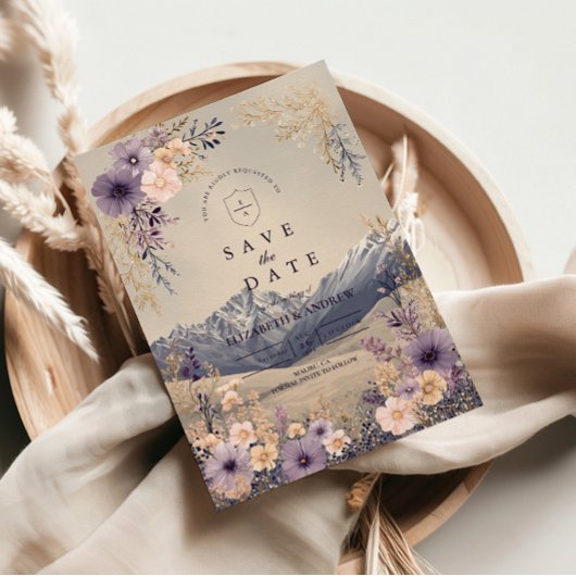 Lavender Wildflower Mountain Wedding Save The Date