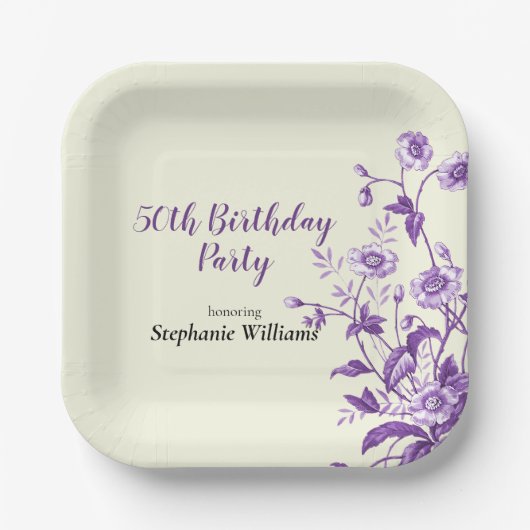 Lavender Wildflower Women's 50th Birthday Party Pappteller (Vorderseite)