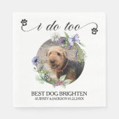 Lavender Wildflowers Frame Dog Photo Wedding Serviette (Vorderseite)